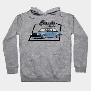 Car sedan in classic mode blue Hoodie